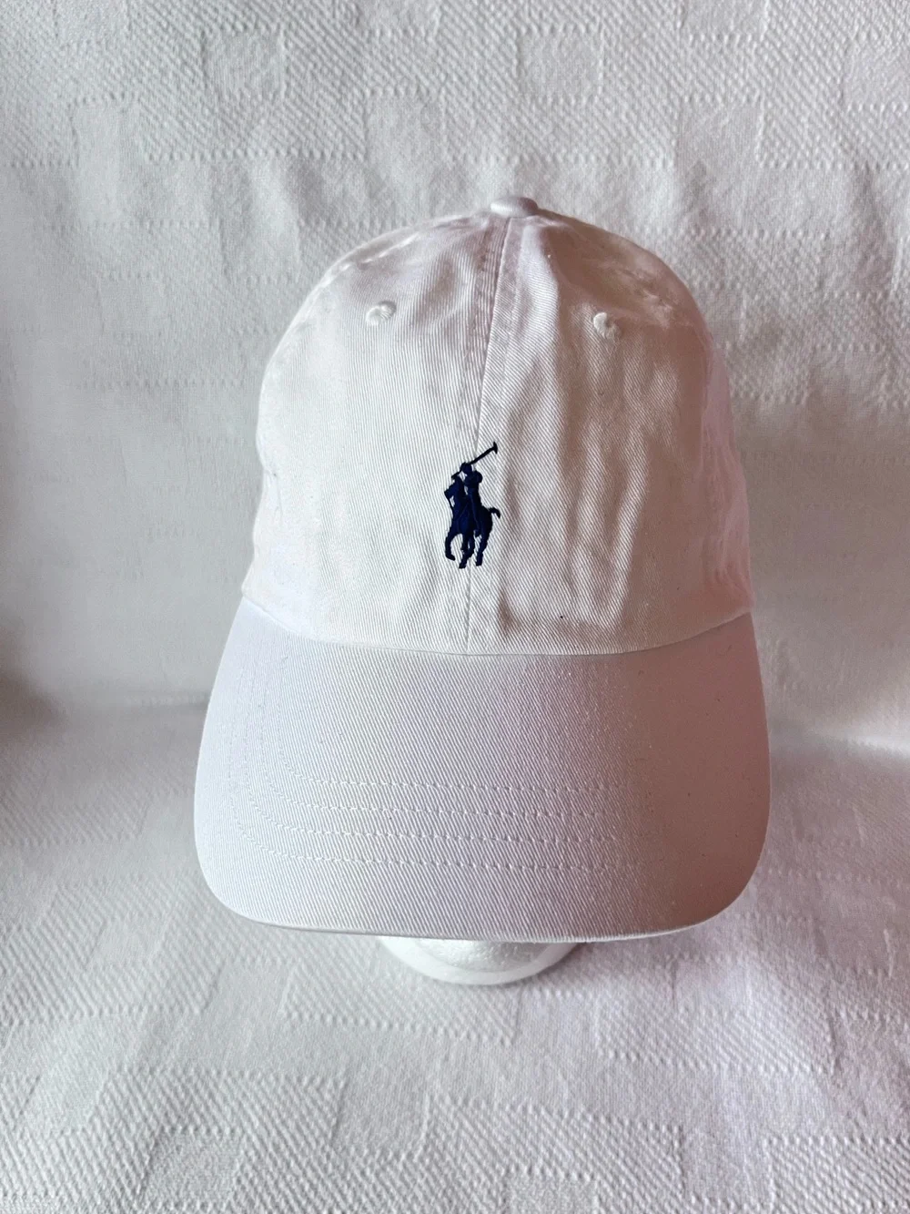 Polo by Ralph Lauren White Cap with Blue and Gold Label